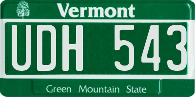 VT license plate UDH543