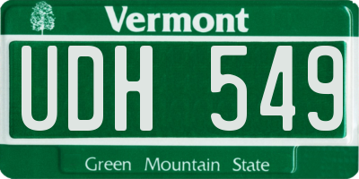 VT license plate UDH549