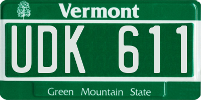 VT license plate UDK611