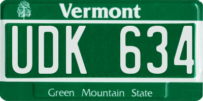 VT license plate UDK634