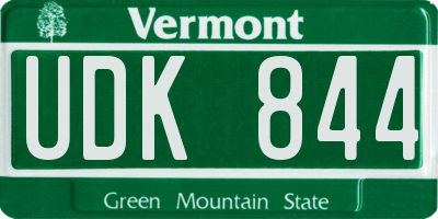 VT license plate UDK844