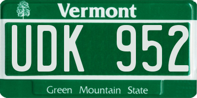 VT license plate UDK952