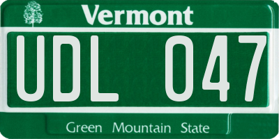 VT license plate UDL047
