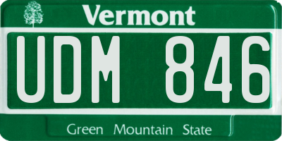 VT license plate UDM846