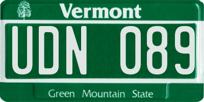 VT license plate UDN089