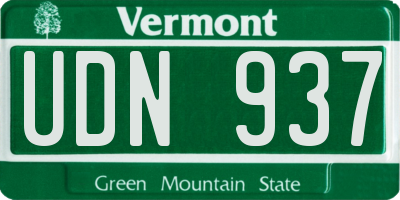 VT license plate UDN937