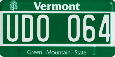 VT license plate UDO064