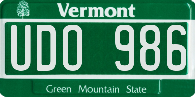 VT license plate UDO986