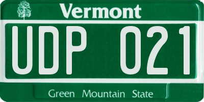 VT license plate UDP021