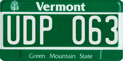 VT license plate UDP063