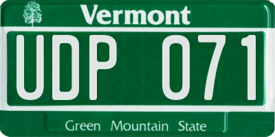 VT license plate UDP071