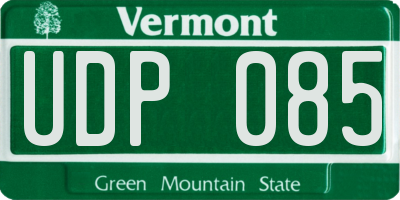 VT license plate UDP085