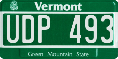VT license plate UDP493