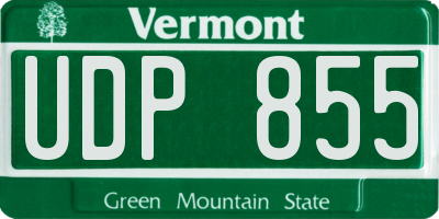 VT license plate UDP855