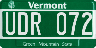 VT license plate UDR072