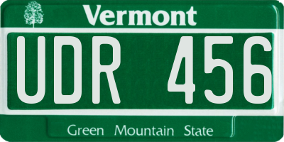 VT license plate UDR456