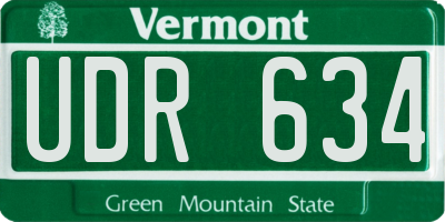 VT license plate UDR634