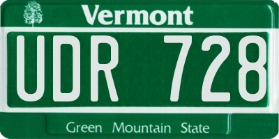 VT license plate UDR728