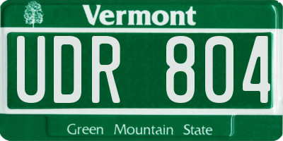 VT license plate UDR804