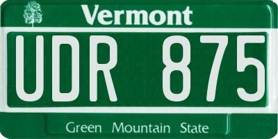 VT license plate UDR875
