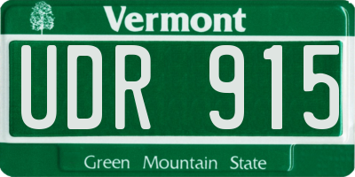VT license plate UDR915