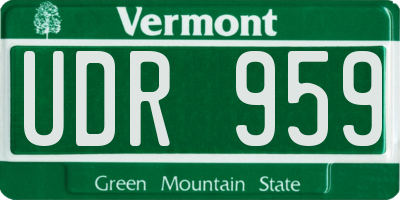 VT license plate UDR959