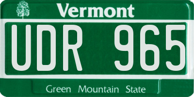 VT license plate UDR965