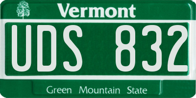 VT license plate UDS832