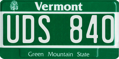 VT license plate UDS840