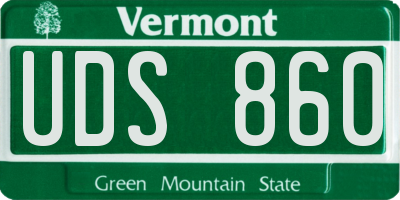 VT license plate UDS860
