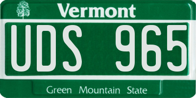 VT license plate UDS965