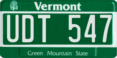 VT license plate UDT547
