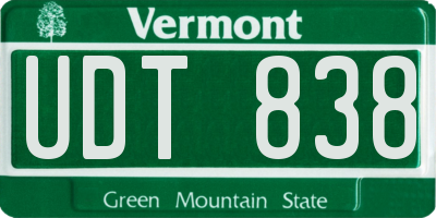 VT license plate UDT838