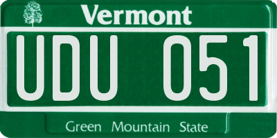 VT license plate UDU051