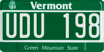 VT license plate UDU198