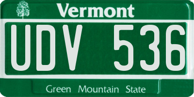 VT license plate UDV536