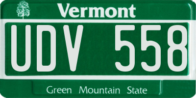 VT license plate UDV558