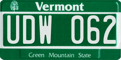 VT license plate UDW062