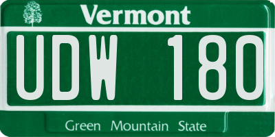 VT license plate UDW180