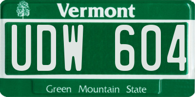 VT license plate UDW604