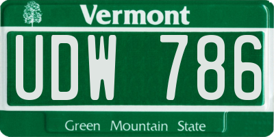 VT license plate UDW786