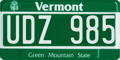 VT license plate UDZ985