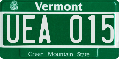 VT license plate UEA015