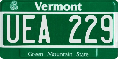 VT license plate UEA229