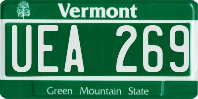 VT license plate UEA269