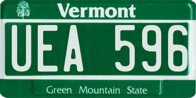 VT license plate UEA596