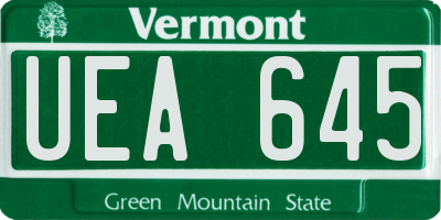 VT license plate UEA645