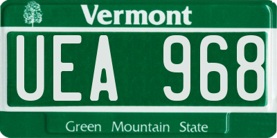 VT license plate UEA968
