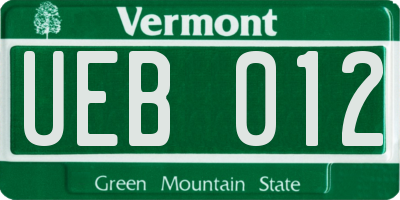 VT license plate UEB012
