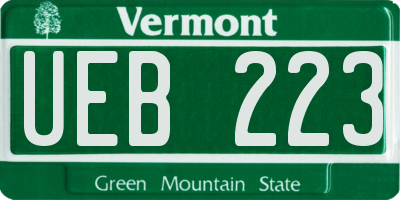 VT license plate UEB223